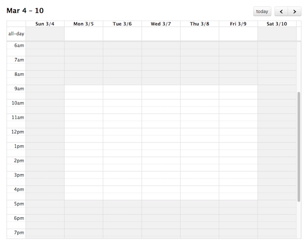 Screenshot: Business-hours on agendaWeek view
