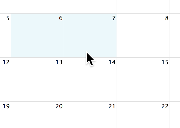 Screenshot: dateClick and selectable dates/times